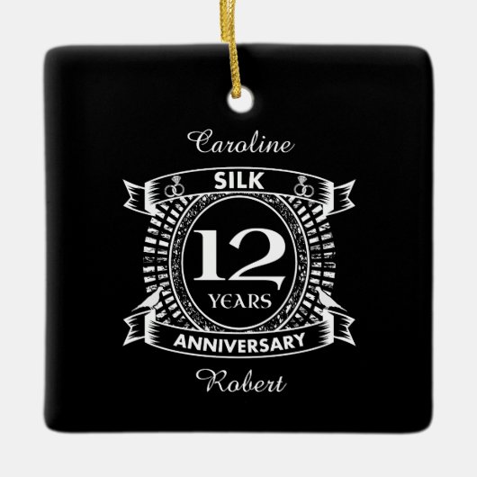 12e trouwdag zijzijde keramisch ornament (Voorkant)
