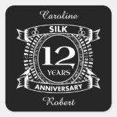 12e trouwdag zijzijde vierkante sticker (Voorkant)
