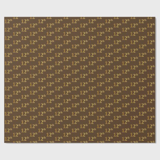 12e (twaalfde) gebeurtenis bruin, Faux Gold Cadeaupapier (Vlak)