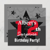 12e TWEEN Surprise Birthday Charcoal Grunge C12 Kaart (Voorkant / Achterkant)