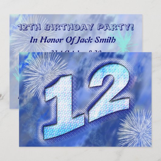 12e uitnodiging van de Birthday Party (Voorkant / Achterkant)