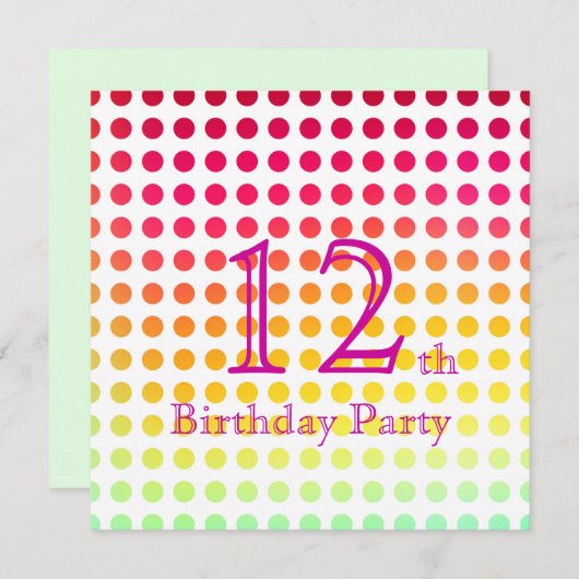 12e uitnodiging van de Birthday Party (Voorkant / Achterkant)