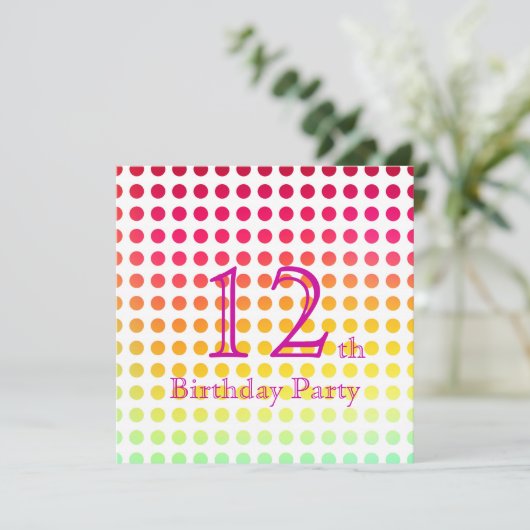 12e uitnodiging van de Birthday Party (Staand voorkant)