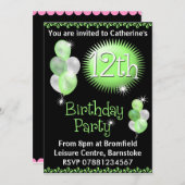 12e uitnodiging van de Birthday Party (Voorkant / Achterkant)