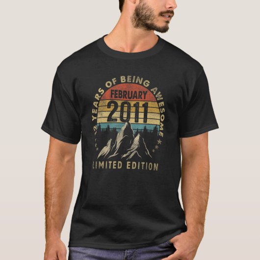 12e verjaardag 12 jaar oud februari 2011 t-shirt (Voorkant)