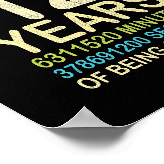 12e verjaardag 12 jaar oude  retro 144 poster (Hoek)