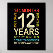 12e verjaardag 12 jaar oude retro 144 poster (Voorkant)