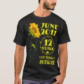 12e verjaardag 12-jarige zonnebloempitten 20 juni t-shirt (Voorkant)