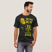 12e verjaardag 12-jarige zonnebloempitten 20 juni t-shirt (Voorkant volledig)