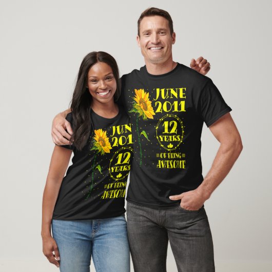 12e verjaardag 12-jarige zonnebloempitten 20 juni t-shirt (Unisex)