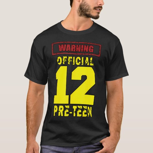 12e verjaardag 12yrs Waarschuwing-Officiële Pre-Te T-shirt (Voorkant)