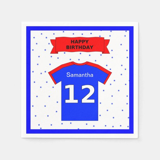 12e verjaardag aangepaste naam van verjaardagspart servet (Voorkant)