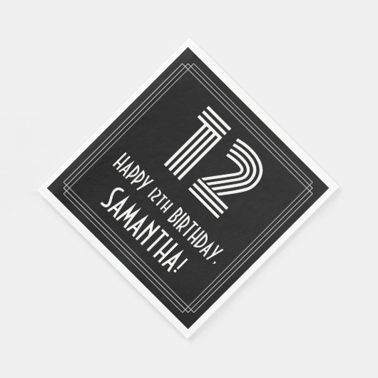 12e verjaardag: Art Deco geïnspireerd look "12" + Servet (Hoek)