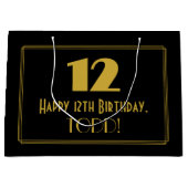 12e verjaardag — Art Deco geïnspireerde look "12"  Groot Cadeauzakje (Voorkant)