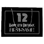 12e verjaardag — Art Deco geïnspireerde look "12" Groot Cadeauzakje (Achterkant)