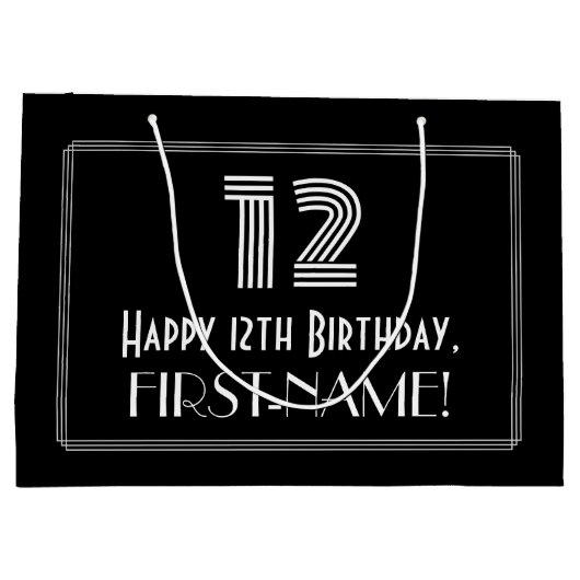 12e verjaardag — Art Deco geïnspireerde look "12"  Groot Cadeauzakje (Achterkant)