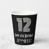 12e verjaardag — Art Deco Geïnspireerde look "12" Papieren Bekers (Voorkant)
