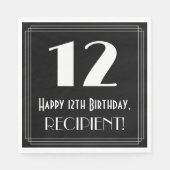 12e verjaardag ~ Art Deco Geïnspireerde look "12", Servet (Voorkant)