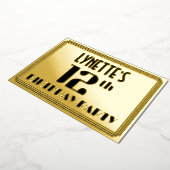 12e verjaardag: Art Deco Kijk "12" en naam Folie Uitnodiging (Gedraaid)