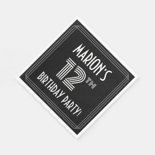 12e verjaardag: Art Deco Style + aangepaste naam Servet (Hoek)