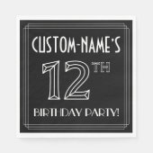 12e verjaardag: Art Deco Style + aangepaste naam Servet (Voorkant)