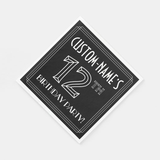 12e verjaardag: Art Deco Style + aangepaste naam Servet (Hoek)