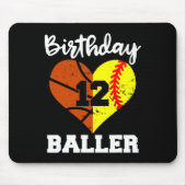 12e verjaardag Baller Plezier 12 Jaar Oud Softbal Muismat (Voorkant)
