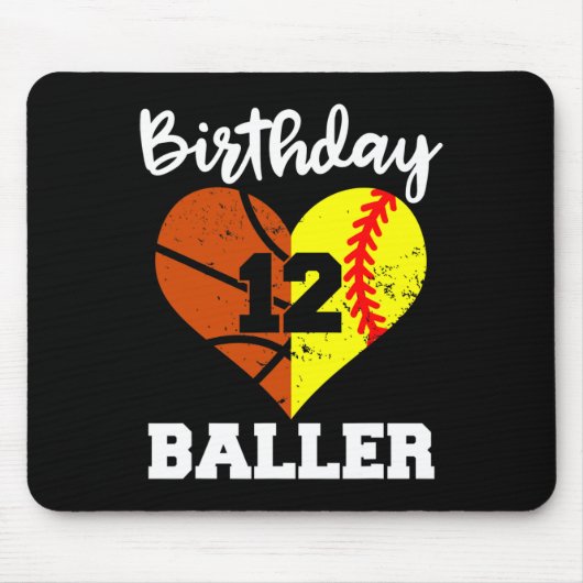 12e verjaardag Baller Plezier 12 Jaar Oud Softbal Muismat (Voorkant)