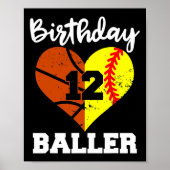 12e verjaardag Baller Plezier 12 Jaar Oud Softbal  Poster (Voorkant)