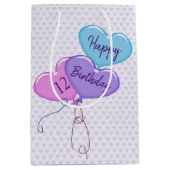 12e verjaardag Ballonnen en harten Medium Cadeauzakje (Voorkant)
