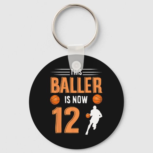 12e verjaardag basketbal - deze baller is nu 12 sleutelhanger (Voorkant)