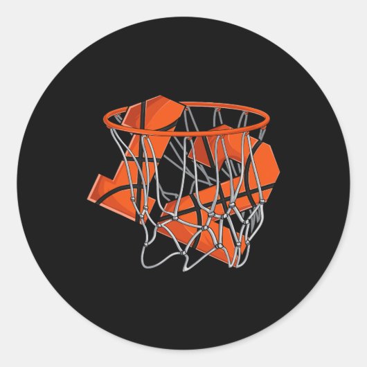12e verjaardag Basketbal Kinder Ronde Sticker (Voorkant)