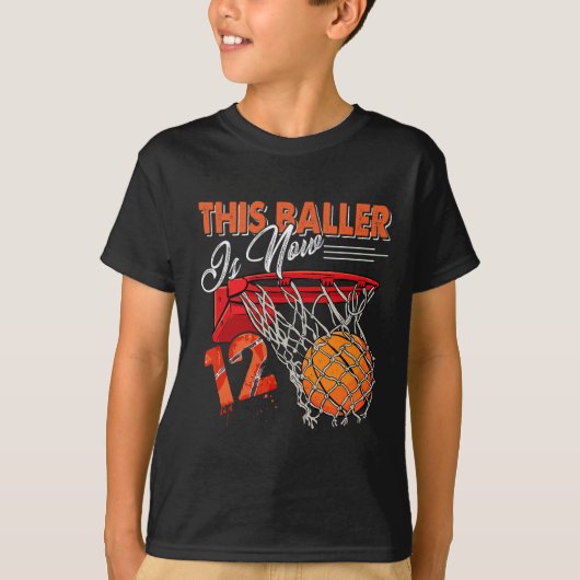 12e verjaardag basketbal plezier 12 jaar oud Kinde T-shirt (Voorkant)