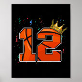 12e verjaardag Basketball Big Number 12 jaar oude Poster (Voorkant)
