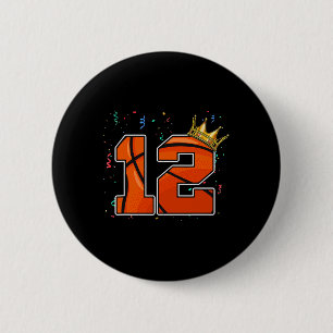 12e verjaardag Basketball Big Number 12 jaar oude  Ronde Button 5,7 Cm