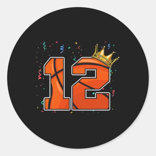 12e verjaardag Basketball Big Number 12 jaar oude  Ronde Sticker (Voorkant)