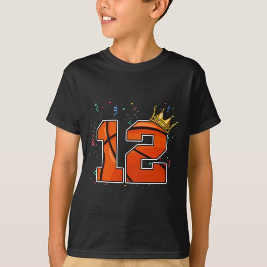 12e verjaardag Basketball Big Number 12 jaar oude T-shirt (Voorkant)