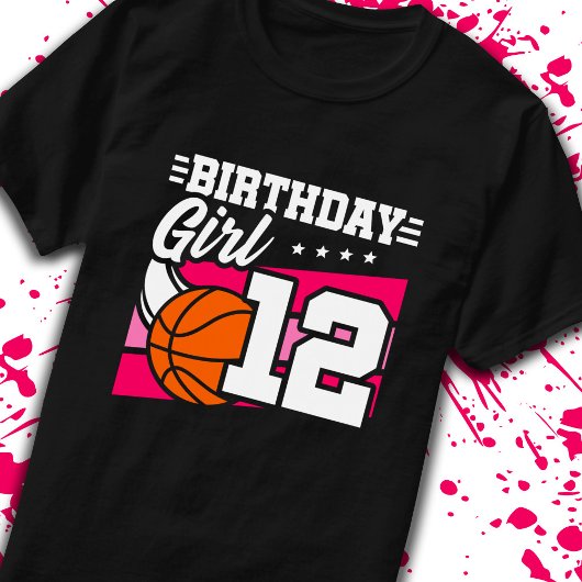 12e verjaardag Basketball Birthday 12-jarig meisje T-shirt