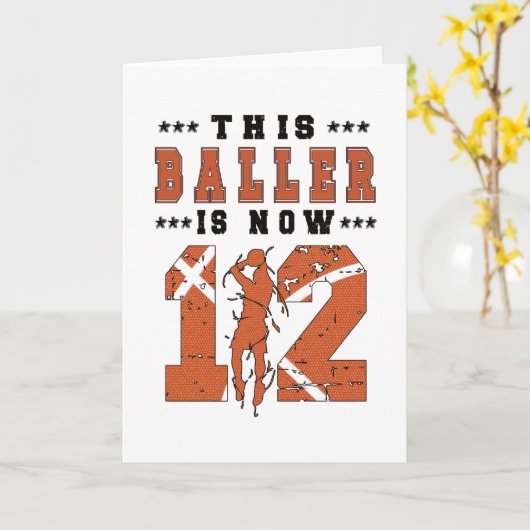 12e verjaardag Basketball Player 12-jarige jongen Kaart (Gele Bloem)