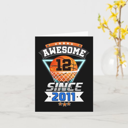 12e verjaardag basketbalspeler Geweldige sinds 201 Kaart (Gele Bloem)