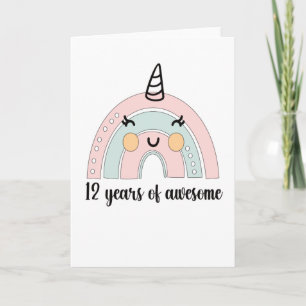 12e verjaardag Boho regenboog 12 jaar oud Unicorn Kaart