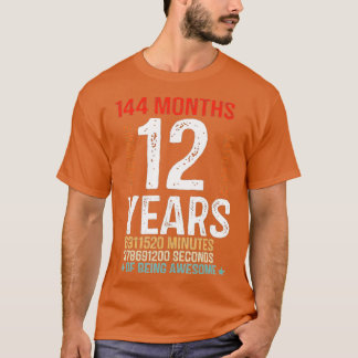 12e verjaardag cadeaus 12 jaar oud 144 maanden oud t-shirt