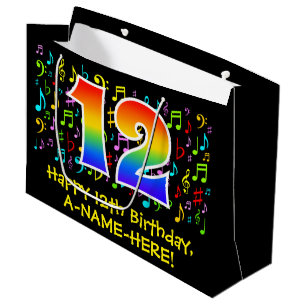 12e verjaardag - Colorful Music Symbols, Rainbow 1 Groot Cadeauzakje