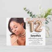 12e verjaardag Confetti Gold-portret Kaart (Staand voorkant)
