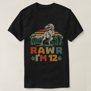 12e verjaardag Dinosaur T Rex Rawr Ik ben 12 voor  T-shirt