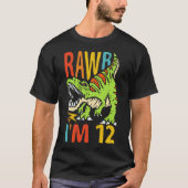 12e verjaardag Dinosaur T Rex Rawr Ik ben 12 voor  T-shirt (Voorkant)