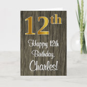 12e verjaardag: Elegant Faux Gold Look #, Faux Woo Kaart (Voorkant)