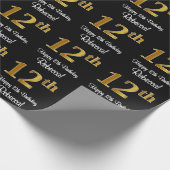 12e verjaardag: Elegante luxe Faux Gold look # Cadeaupapier (Hoek)