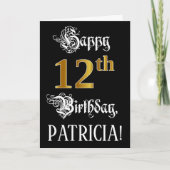 12e verjaardag — Fancy script; Faux Gold Kijk; naa Kaart (Voorkant)