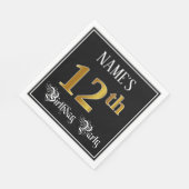 12e verjaardag — Fancy script, Faux Gold look Servet (Hoek)